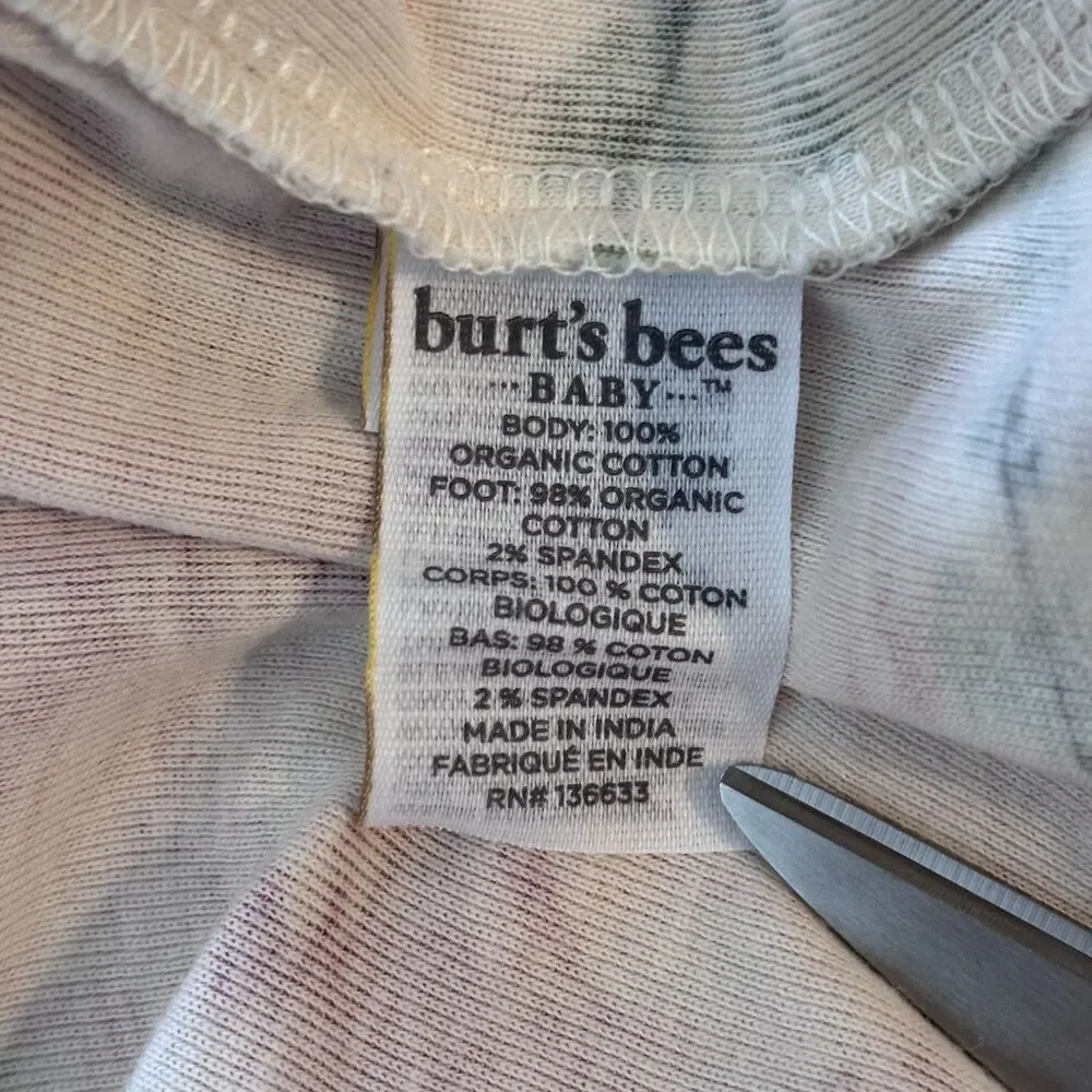 Burt’s Bees Baby Girl 18 Months Zip Up Footie Pajama Pink Flowers Organic Cotton